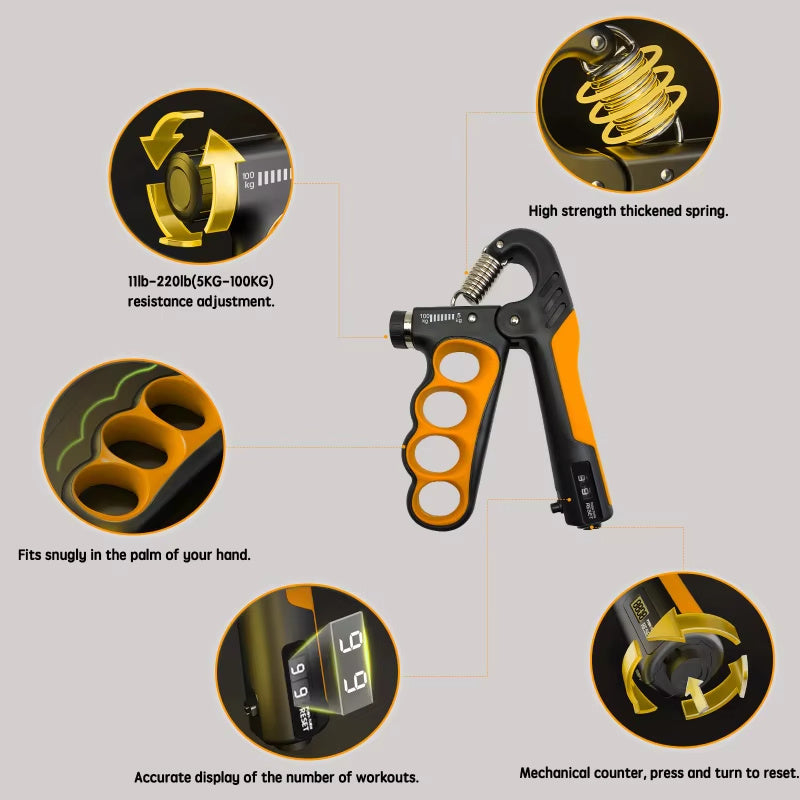 GripMaster Premium™ 5–100KG – Entrenador de Fuerza de Manos y Muñecas con Agarre Mejorado