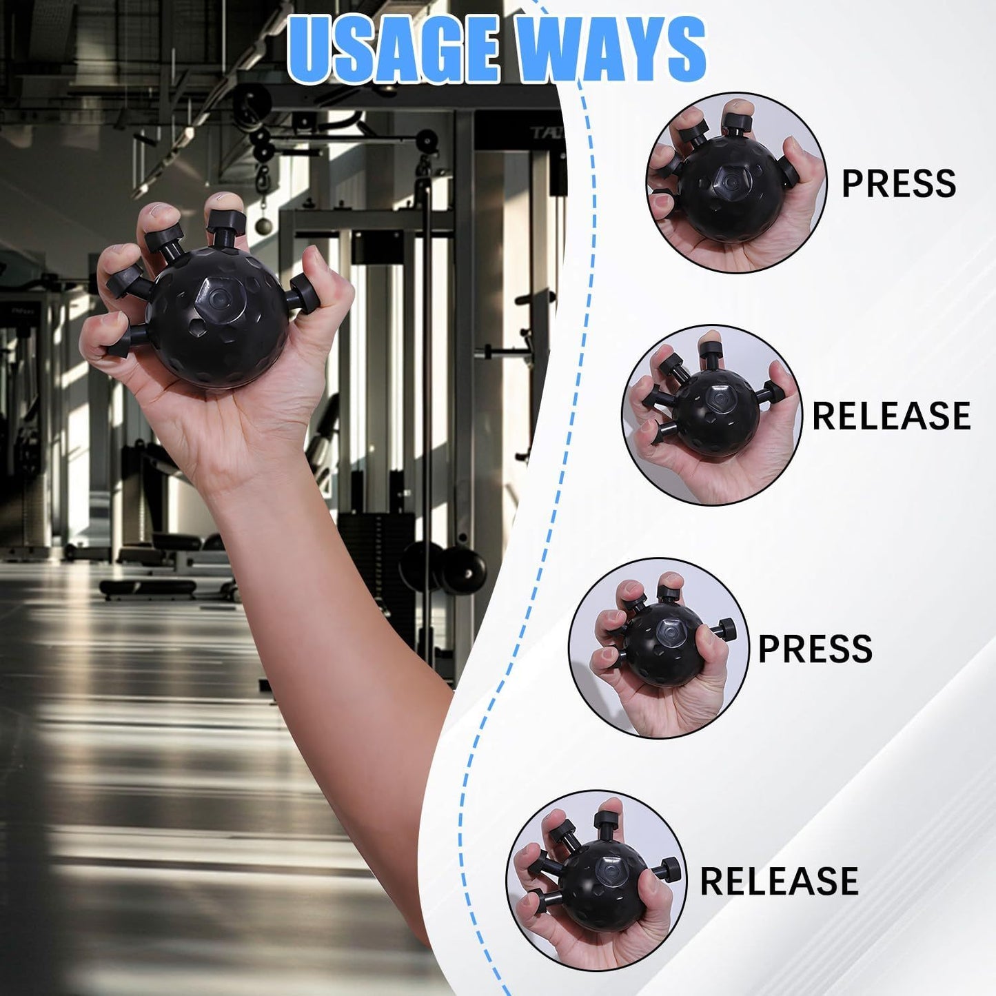 GripForce™ Entrenador de Mano y Antebrazo - Fortalecedor de Dedos, Mano y Muñeca - Ajustable 20/45KG